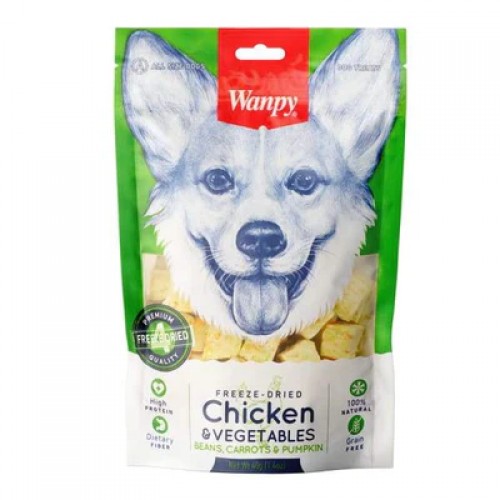 Wanpy Freeze-Dried Dondurularak Kurutulmuş Tavuklu Sebzeli Köpek Ödülü 40gr